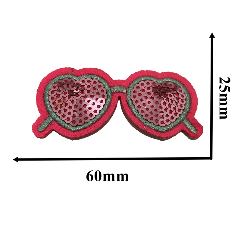 

2022 New Sunglass Sequined Iron on Patches for Clothes Shoes Small Sun Glasses Embroidery Appliques DIY 10pcs/lot