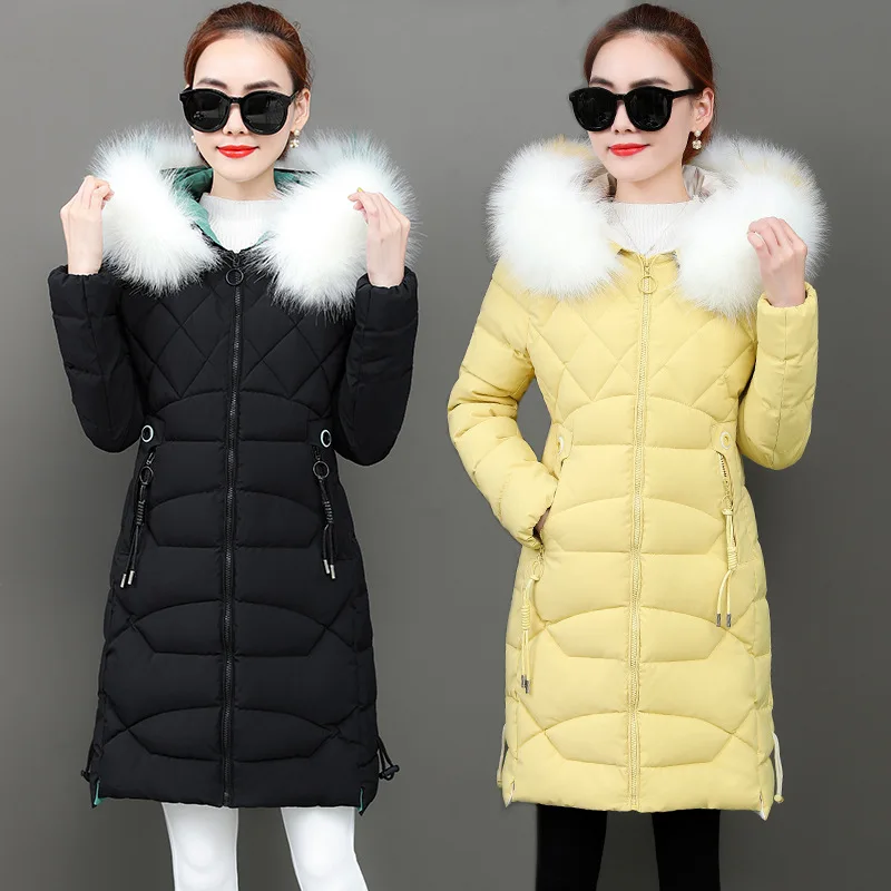 

2019 Winter New Style Women's Mid-length Korean-style Slim Fit Thick down Jacket WOMEN'S Cotton Padded Clothing