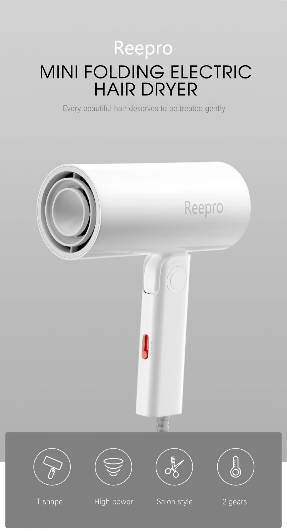 Xiaomi Reepro фен для волос Быстросохнущий домашний дорожный переносной складной фен с ручкой 1300 Вт Профессиональный парикмахерский Фен