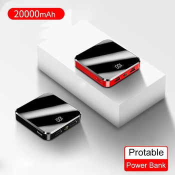

20000mAh Mini Power Bank Mirror Screen Digital Display Poverbank For Xiaomi Dual USB Portable External Battery Powerbank