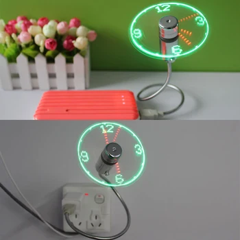 

Gooseneck Desktop Office Air Cooling Adjustable With LED Clock PC Home Time Display Durable Luminous Mini USB Fan