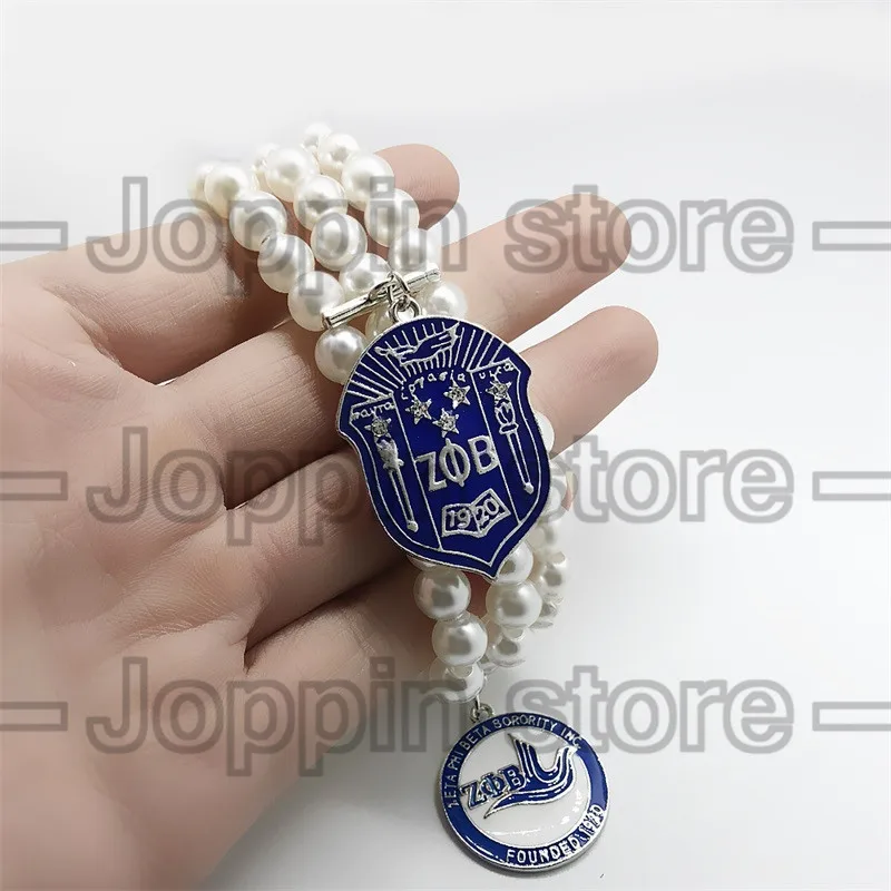 Персонализированные ZETA PHI BETA society symbol значок-подвеска многослойный Искусственный жемчуг браслет