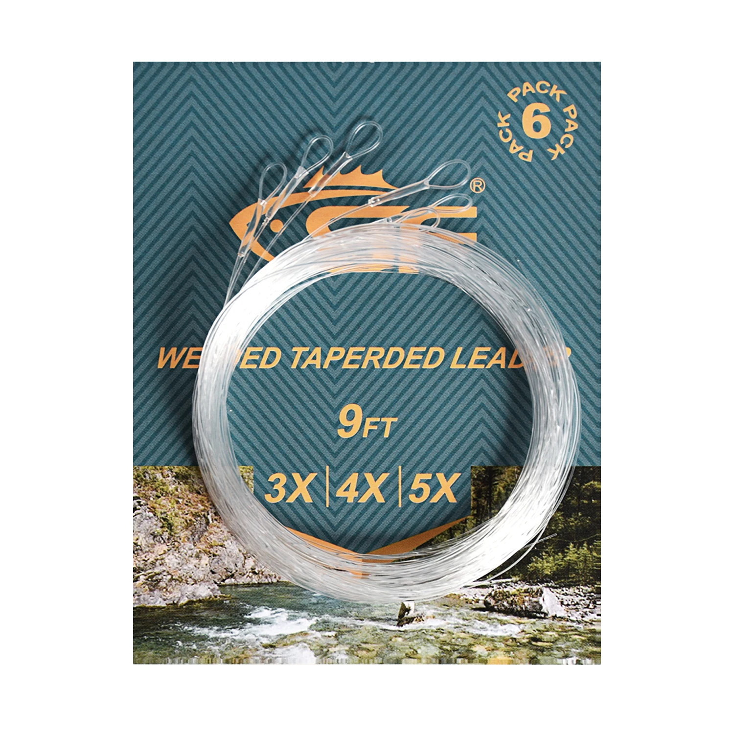 SF Welded Tapered Leader Fly Fishing with Loop Nylon 9/7.5ft Fishing Leader ( 6 PCS)