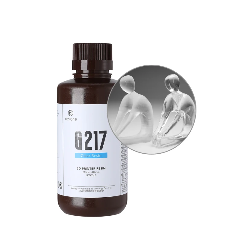 

Resione G217-0.5kg Dental Not Yellowing Clear 3D Printer Resin For Elegoo Anycubic Phrozen SLA DLP LCD UV 405nm Resin Printer