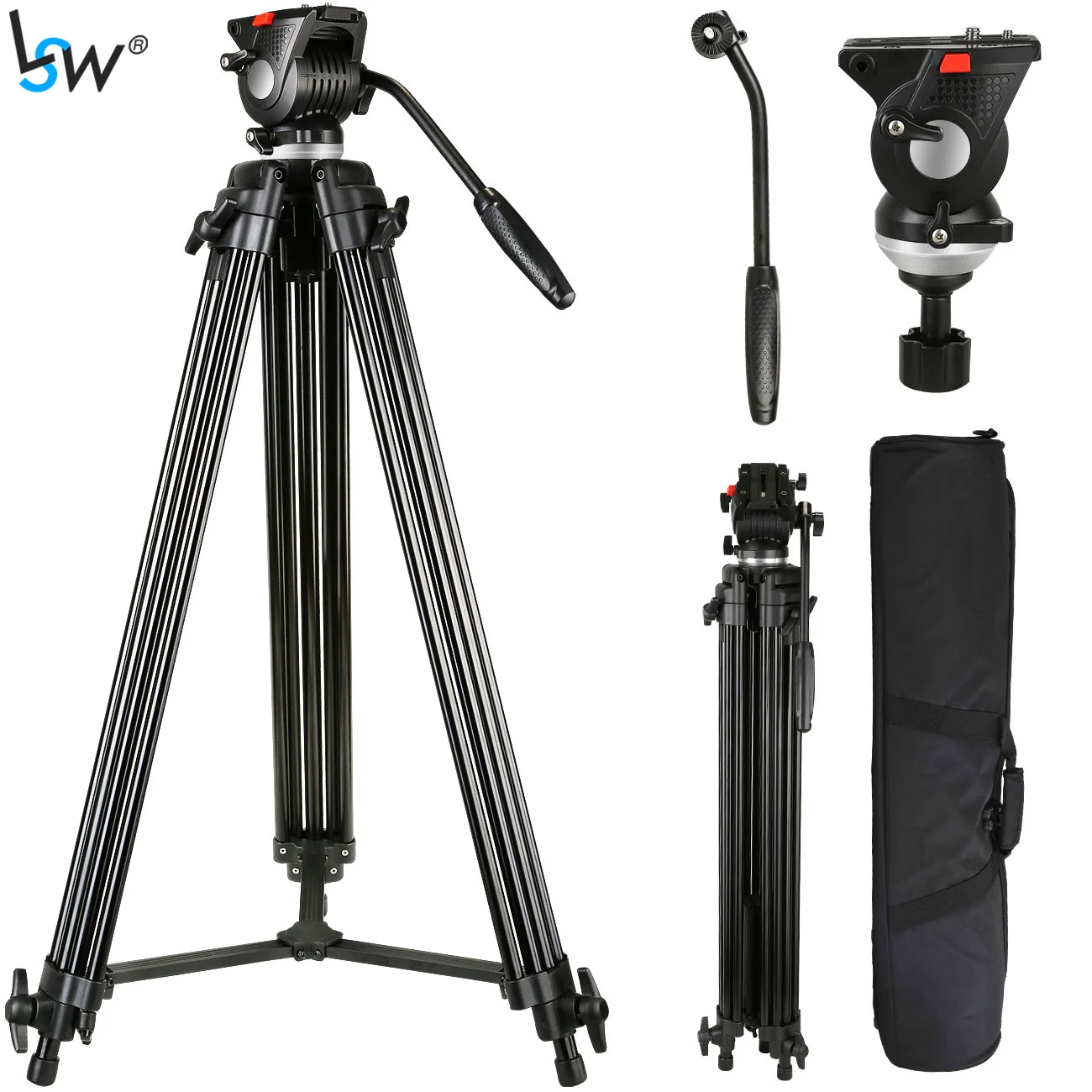75inch Professional Video Tripod Heavy Duty Aluminum Tripod with 360 Degree Fluid Head for Canon