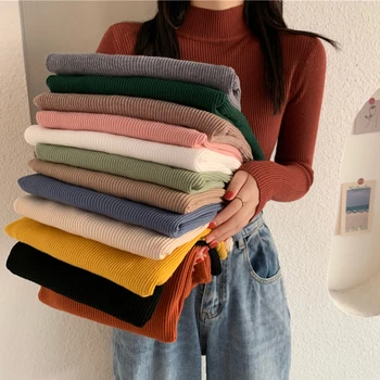 

Womens Sweaters 2020 Winter Tops Turtleneck Sweater Women Pullover Jumper Knitted Sweater Pull Femme Hiver Truien Dames Tops