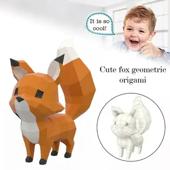 

3D paper model fox toy home decoration DIY paper model crafts handmade creative toys