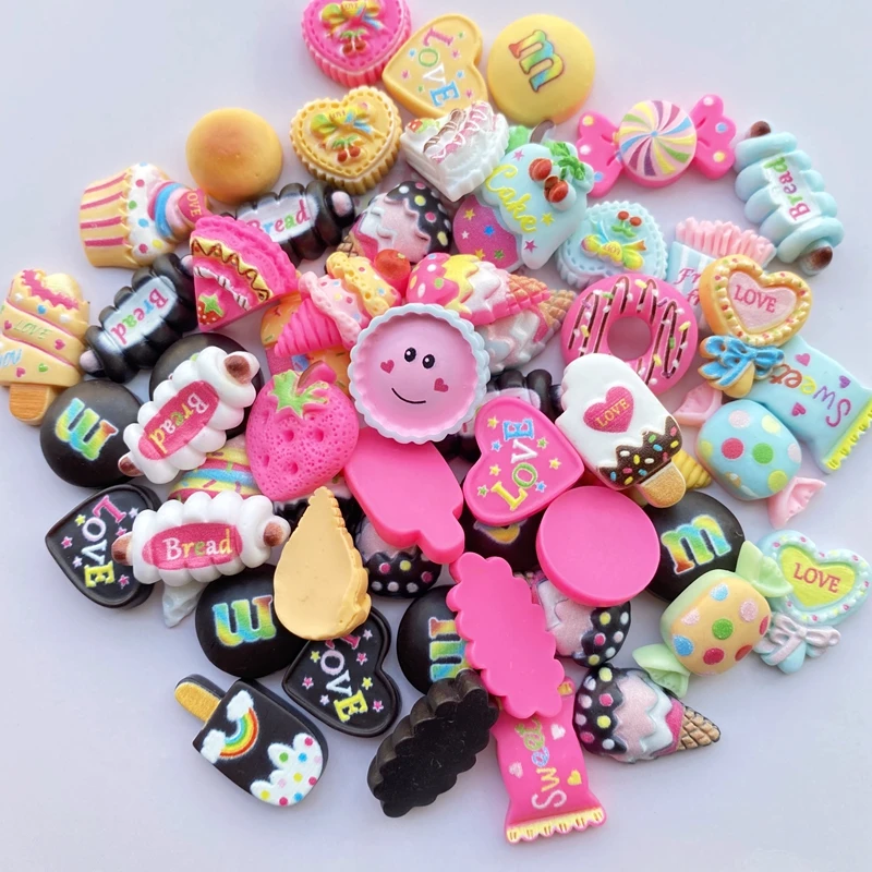 10/20 pcs New resin Mixed Mini cartoon ice-cream cake flat back Cabochon Scrapbook Kawaii DIY Embellishments Accessories F30