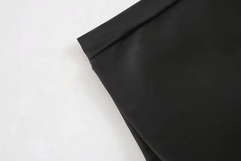 Искусственная кожа шорты Юбки Высокая талия каскадные оборки шорты черный pu зима Европейский Уличная одежда