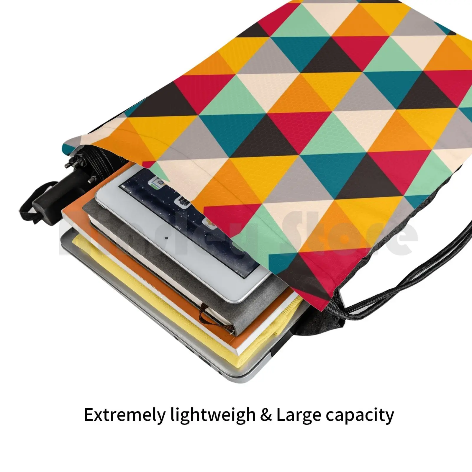 Multicolor Geometric Drawstring Gym Bag