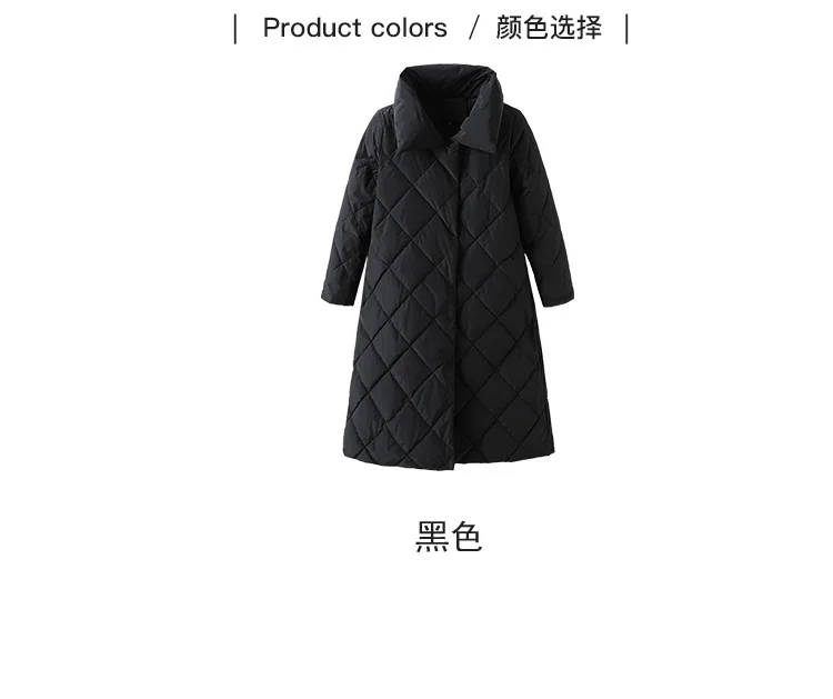 Autumn And Winter New Style European And American Minimalist Long Loose-Fit down Jacket Women's