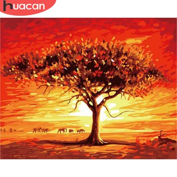 

HUACAN DIY Pictures By Number Tree Kits Painting By Numbers Scenery Drawing On Canvas Hand Painted Paintings Gift Home Decor