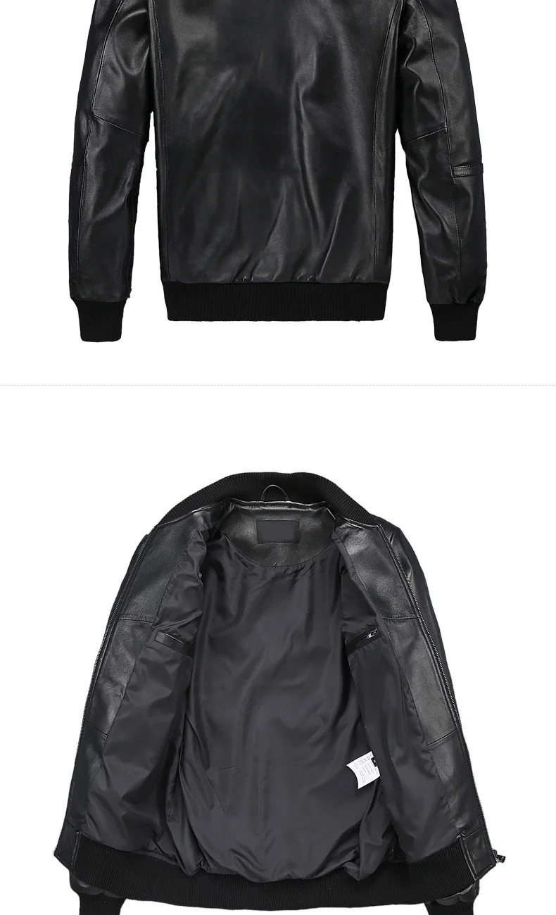 Высокое качество мужские черные пальто из натуральной кожи с вышивкой 3XL мотоциклетная куртка настоящая Толстая Тонкая овечья кожа