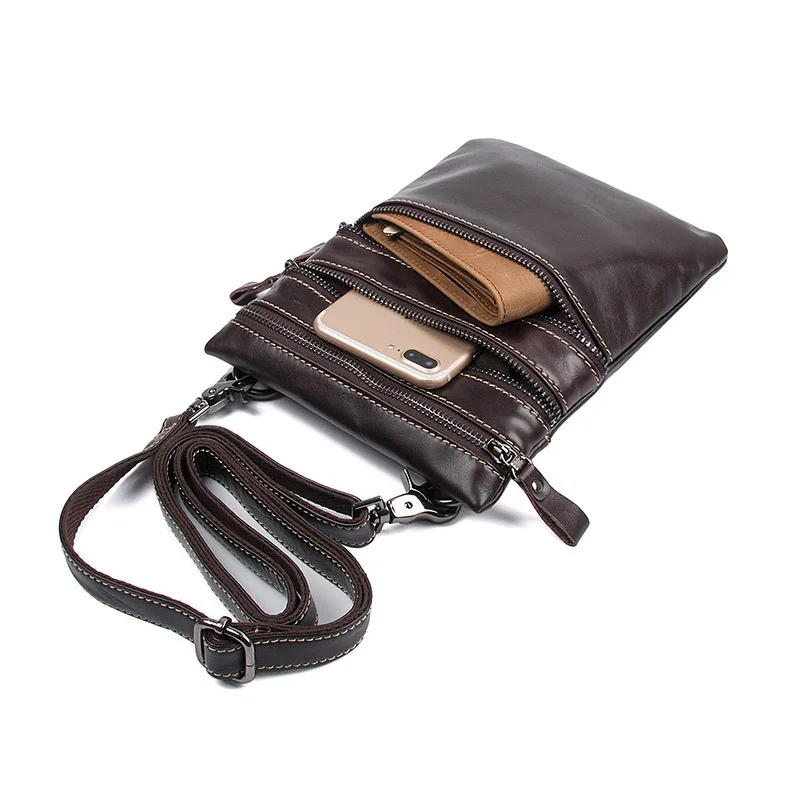 

Jiameida Autumn New Style Genuine Leather MEN'S Messenger Bag Vintage Cowhide Small Multilayer Zipper Shoulder Bag 1034
