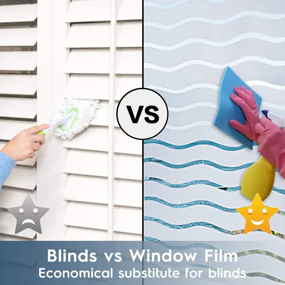 Wave Pattern Glass Film Static Cling UV-Proof Recyclable Removable Etched Hot-Sale Multi-Size Window Covering 23.62''by78.7''