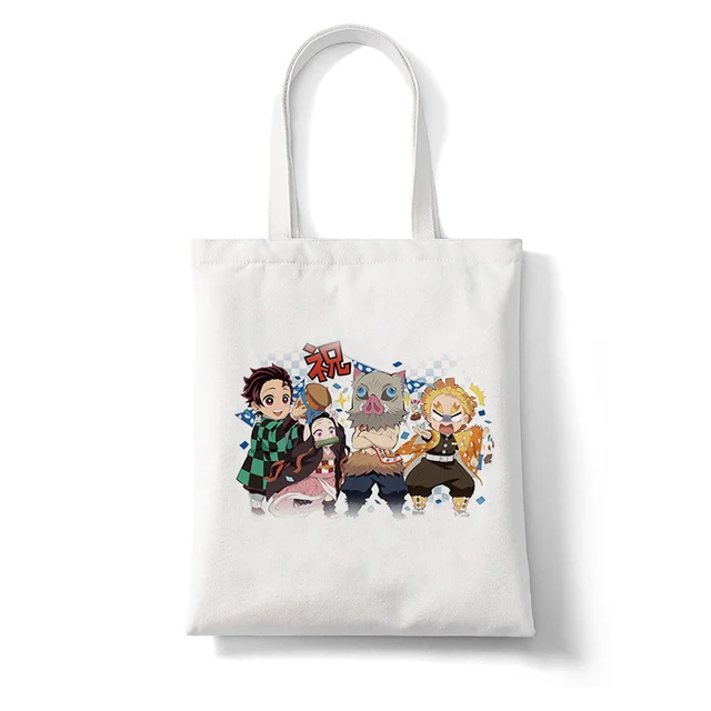 Shopping Bags Shopper Bag Demon Slayer Anime Rengoku Kyoujurou Kimetsu No Yaiba Harajuku Canvas Tote Bag Handbags Shoulder Bags B137F