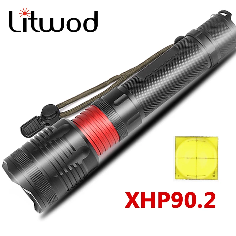 XHP90.2 32 Вт Мощный зум-объектив тактический светодиодный фонарь 2*18650 или 26650