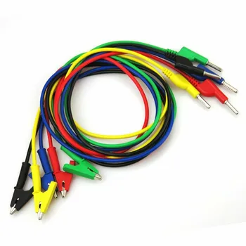 

4mm 1M Silicone Banana Plug to Crocodile Alligator Clip Test Probe Lead Wire 18AWG Cable Copper for electrical laboratory
