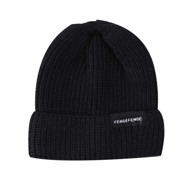 Черный Шапка с надписью True casual Beanies для мужчин и женщин теплая вязаная зимняя шапка модная однотонная хип-хоп унисекс шапка бини шапка U1008 g - Цвет: Черный