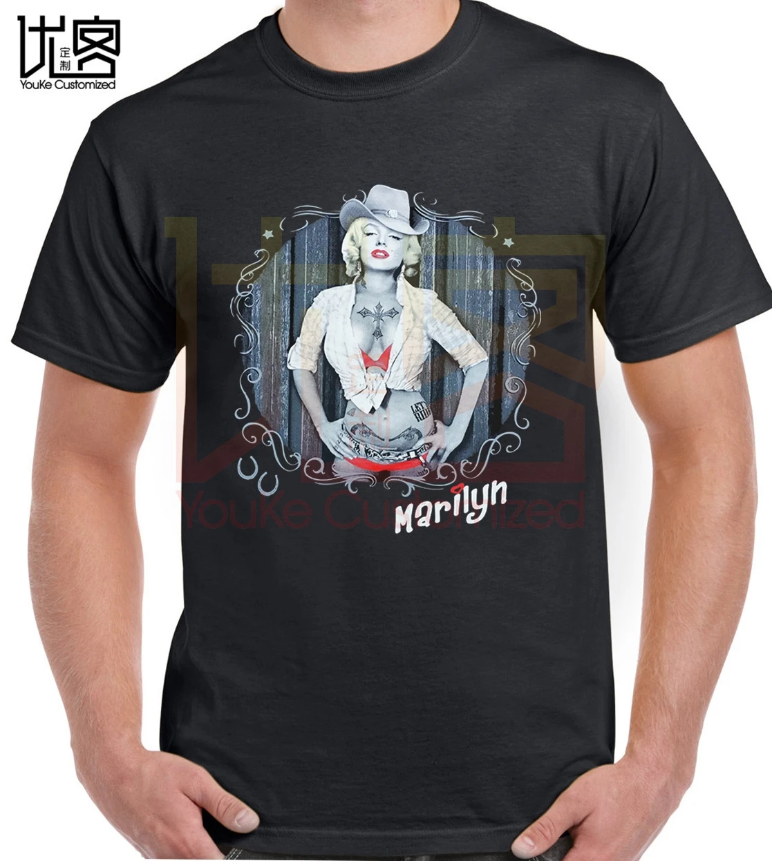 Marilyn monroe ковбойская футболка майка rodeo ковбойский Западный сексуальный для