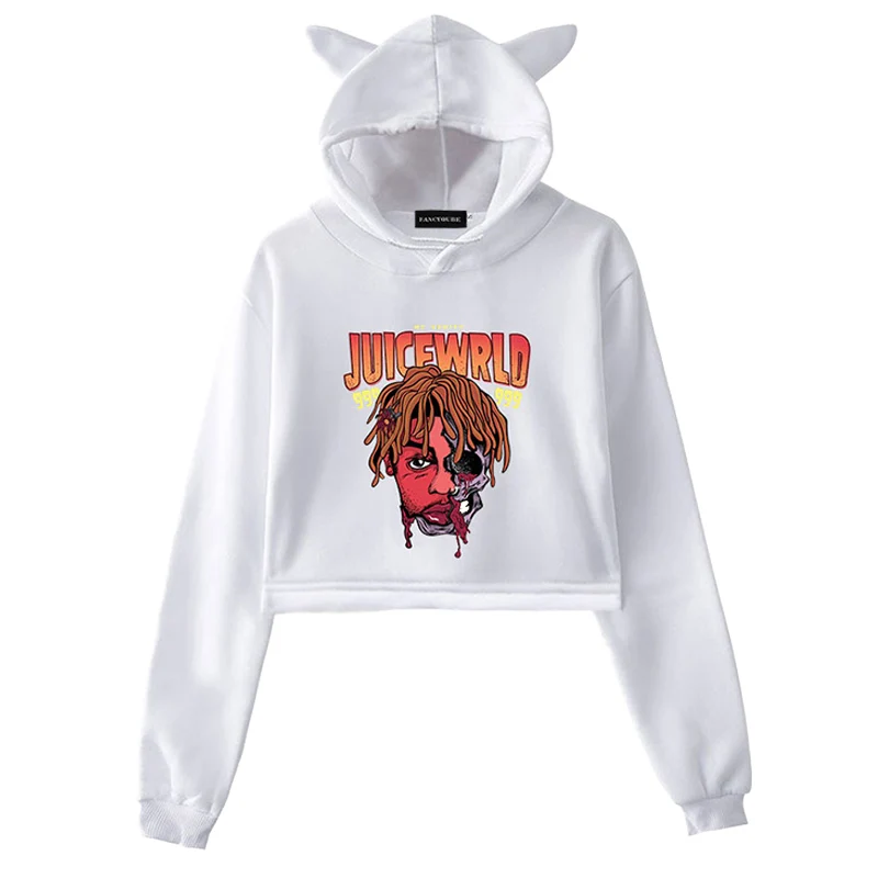 Juice Wrld хип хоп рэпер же абзац толстовка Модные женские толстовки Толстовка с кошачьими ушками Горячий тренд повседневная одежда