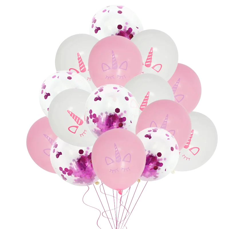 15pcs balloon Вечерние пластиковые скатерти в виде единорога с WEIGAO для дня рождения, украшения для детской вечеринки, вечерние скатерти в виде единорога - Цвет: 15pcs balloon