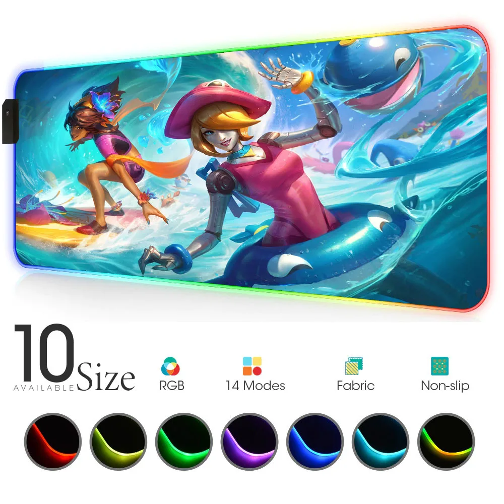 

Pool party RGB Mouse Pad Large Blue Gamer Accessories LED XXL MousePad Gaming PC Desk Play Mat with Backlit laptop mouse mat