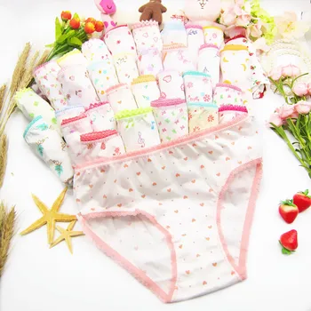 

Print Panties Briefs Girls Cotton Underwear Child Cartoon Shorts Panties For Girls Kids Floral cotton Briefs 1pcs Random Colour