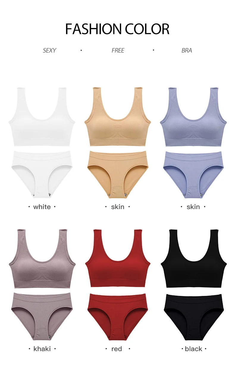 cute underwear sets Underwear Sets Women Bras Set Sexy Bralette Tank Tops Female Underwear Lingerie Ribbed Tops Seamless WireFree Bra and Sexy Panty lace bra panty set