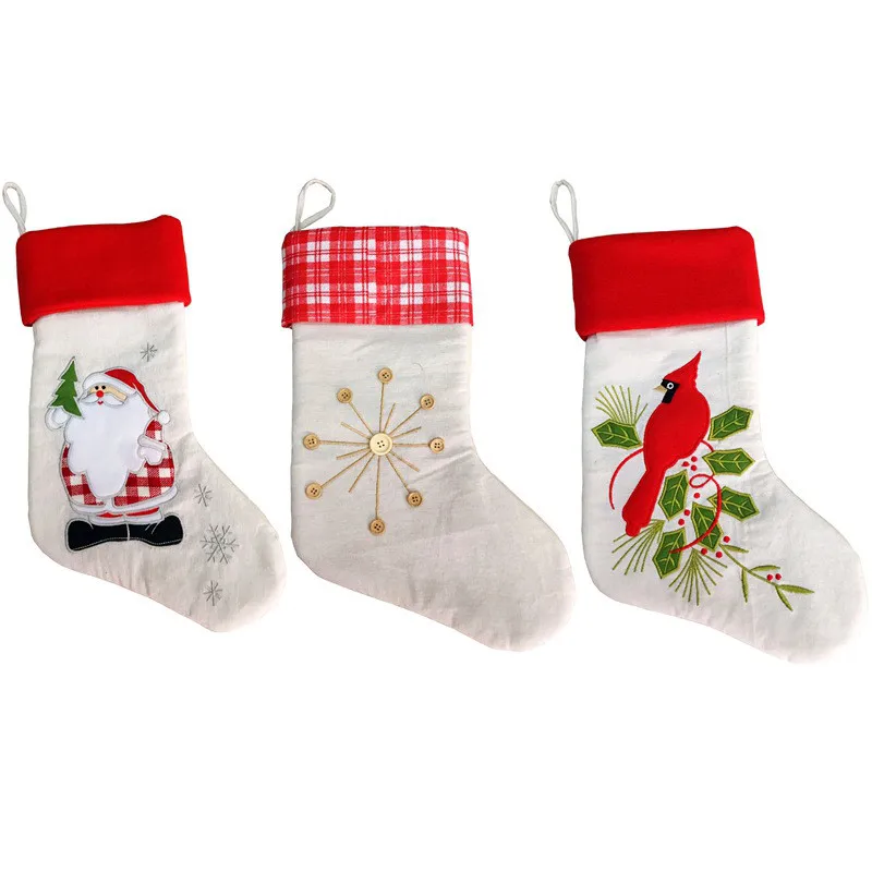 Новые рождественские чулки носки Санта Клауса подарок Рождественская елка украшения Висячие украшения держатели для подарков дети конфеты мешок - Цвет: LL 3PCS  43x19x25cm