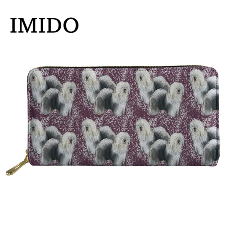 IMIDO, Английский овчарка, цветочный принт, новинка, Женский Длинный кошелек на молнии, надежный держатель для карт, кошелек для женщин, модный кошелек - Цвет: WLL58Z21