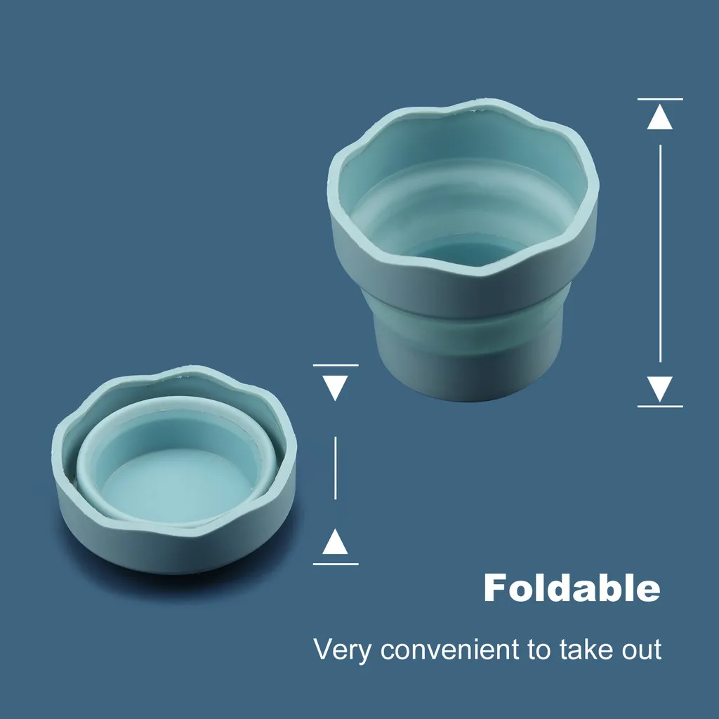 Silicone Folding Mini Bucket for Washing Painting Brush Watercolor Drawing Tools Paint Pallette
