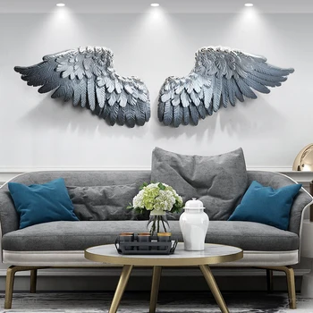 

140CM Creative Wall Decor Abstract Luxurious Wing Sculpture Decor Figurine Decorative Resin Wings Statue TV Background R4268