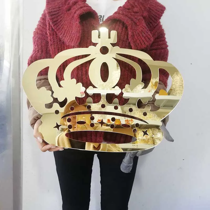 Personalized Gold Silver Mirror Acrylic Prince Princess Crown Room Wall Hanging Sign Wedding BabyShower Gift