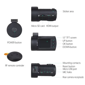 Image 4 - Blueskysea, Mini cámara de salpicadero para coche con doble lente 0906 HD 1080P, súper condensador para coche DVR, grabadora Sony IMX322, cámara GPS CPL Hardwire opcional