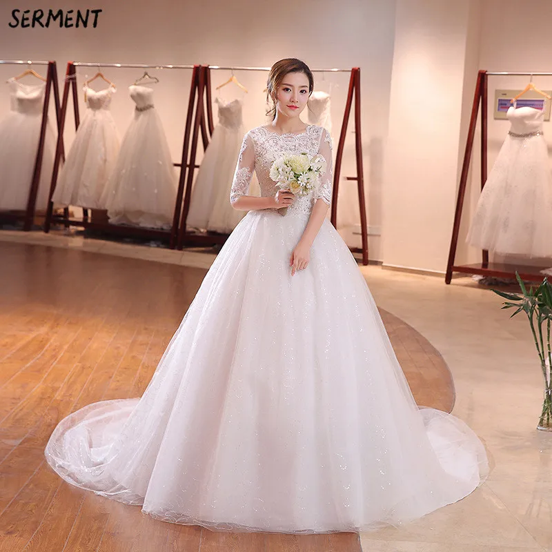 

SERMENT Wedding Dress Bride Trailing Princess Dream European and American Court Was Thin and Light Free Custom made Plus Size