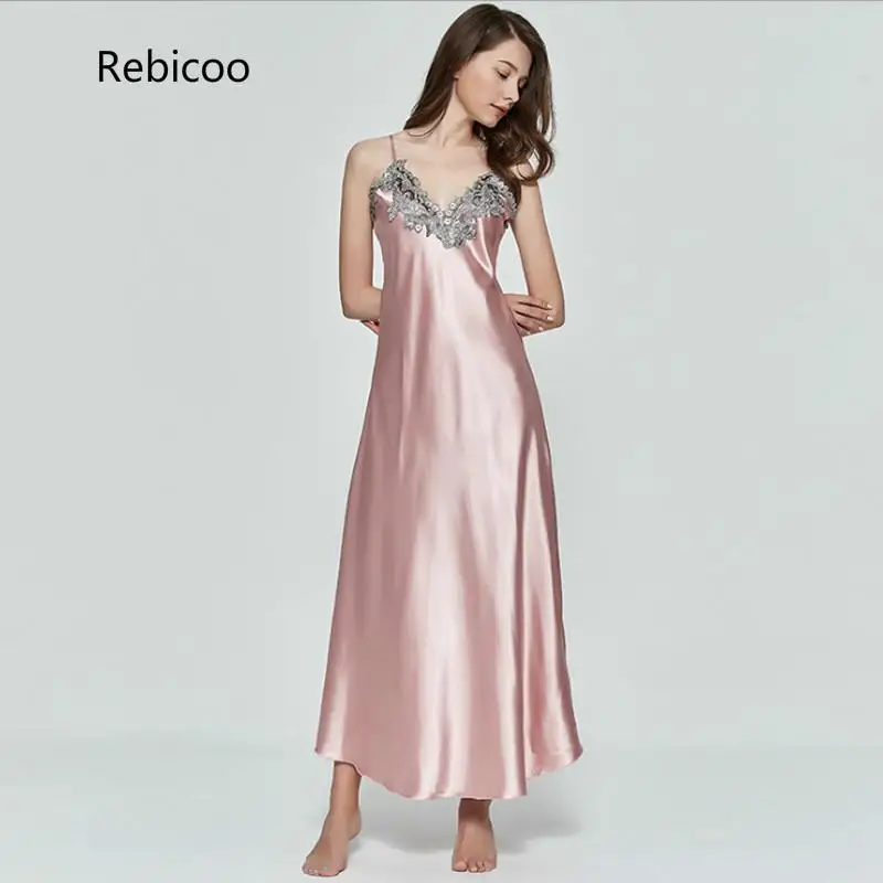 

Ladies Women Oversize Satin Long Nightdress Silk Lace Sexy Lingerie Nightgown Sleepwear Sleepshirts
