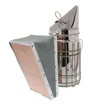 

Stainless Stee Bee Smoker Smoke Transmitter with Bee Smoker Fuel,Beekeeping Tool Equipment LX9C