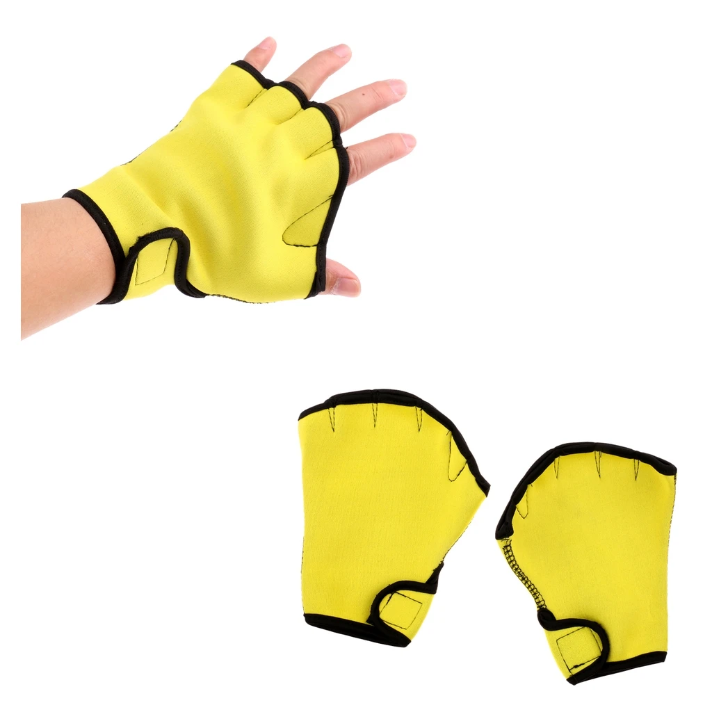 1 Pair Neoprene Aquatic Fitness Water Resistance Gloves Swimming Swim Training Paddles for Women Men Children