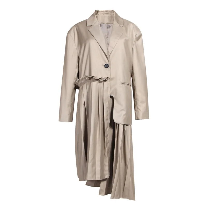 TVVOVVIN Asymmetrical Windbreaker Female Autumn Winter New Trench Coat for Women Wild Cotton Irregular Women Clothing B016