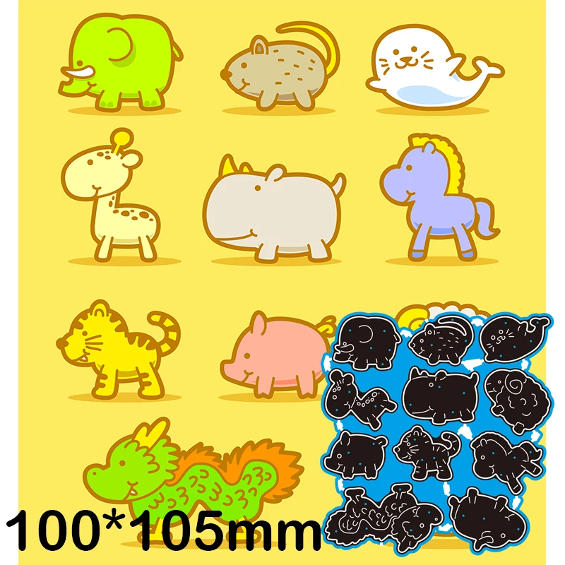 

105*100mm Cute Animal New Cutting Dies Scrapbook Decoration Embossing Paper Craft Album Card Punch Knife Mold