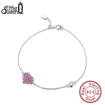

Effie Queen Vintage Women Jewelry 925 Silver Created Ruby Heart Shape Bracelet with 4A Zircon Jewelry Gift Wholesale EQB04