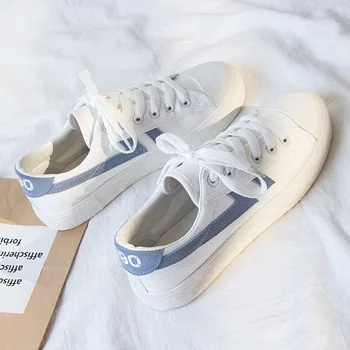 

2019 Autumn Canvas Shoe Schoolgirl Ulzzang All-match Shoes Leisure Time Low Help Small White Shoes Woman