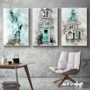 

Modern design style nordic family wall decoration art painting poster goddess of liberty islam architecture building decoration