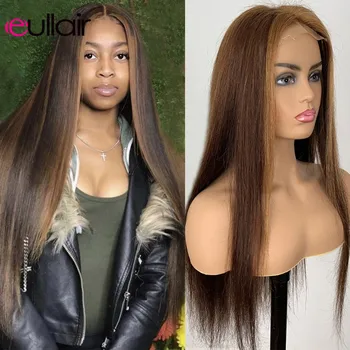 

eullair Ombre Human Hair Wigs #4/27 Highlight Lace Front Human Hair Wigs Remy 13x4 Straight Hair Lace Wig PrePlucked 150 Density