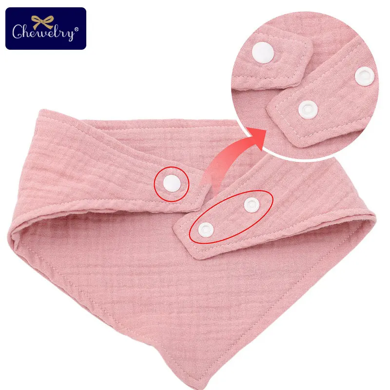Let's Make Baby Bib Cotton Accessories Newborn Wholesale 1pc Solid Color Snap Button Soft Triangle Towel Baby Feeding Drool Bibs