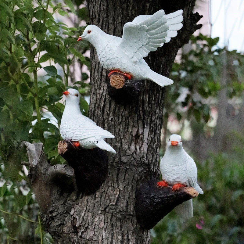 Decoración jardín de simulación, adornos de palomas, colgantes de adornos de jardín, balcón, paisaje de jardín, escultura de Animal de resina|Figuras miniaturas| - AliExpress