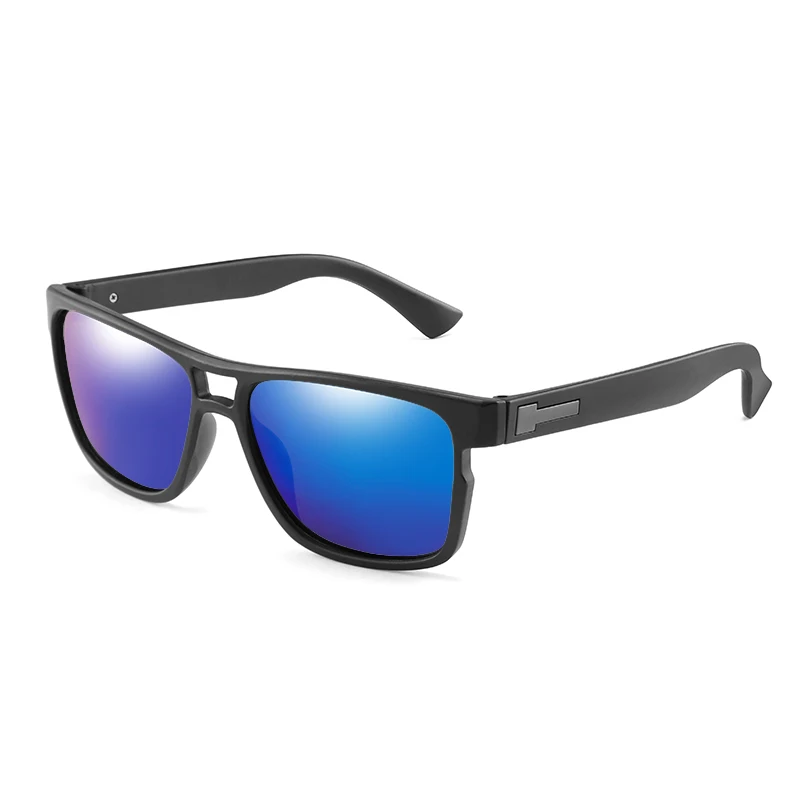 Longkeperer поляризованные солнцезащитные очки мужские Квадратные Зеркальные Солнцезащитные очки для вождения брендовые дизайнерские ретро солнцезащитные очки для водителя UV400 очки - Цвет линз: Black Blue