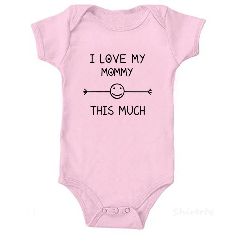 Pink-1 I Love My Mommy This Much детские комбинезоны, хлопковая одежда с короткими рукавами для младенцев, детский комбинезон, одежда для маленьких мальчиков и девочек с принтом «мама» - Цвет: Pink-1