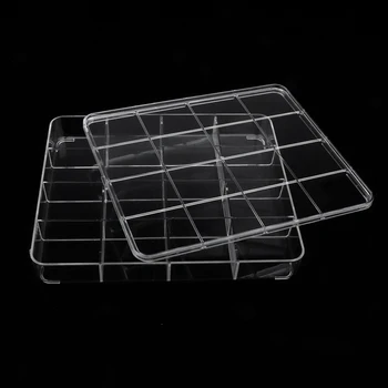

16 Slots Nail Glitter Nail Art Design Decoration Storage Case Makeup Shimmer Organizer Box with Dust Proof Lid (Clear)